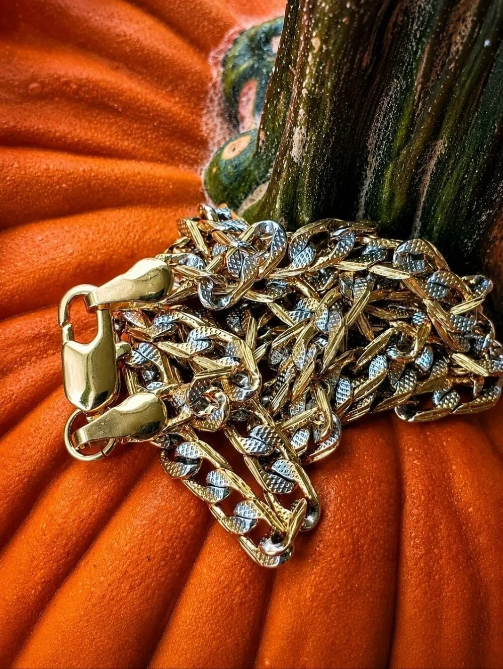 Silver and Gold 4mm cuban Chain